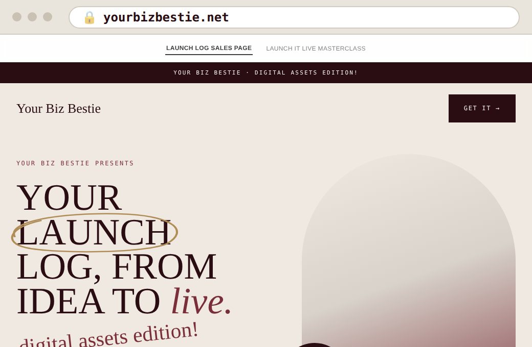 Example: a website shown on its own domain, yourbizbestie.net